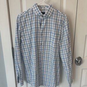 Johnnie-O Men's Blue Plaid Long-Sleeve Button-Up Shirt